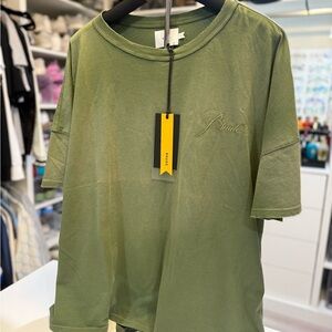 Rhude Green T-Shirt with Embroidered Logo - oversized Brand New